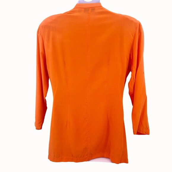 Vintage Restless Clothiers 100% Silk Washable Orange Draped Front Blazer Jacket - Picture 3 of 7